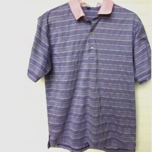 Peter Millar Purple/Pink Striped Golf Polo 100% Cotton Men's M